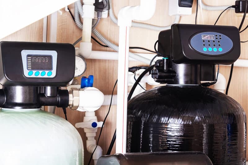 water softener system installed in a home